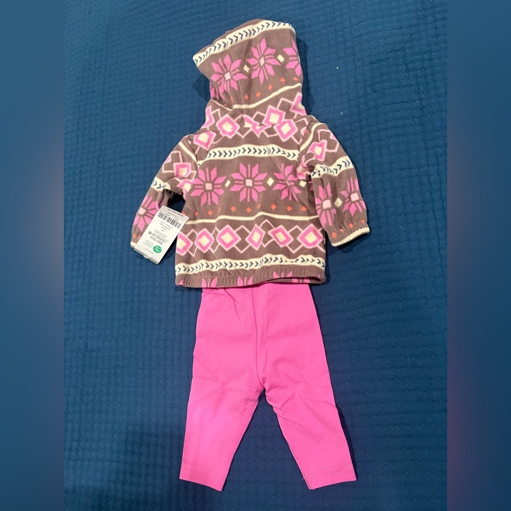 Pink and Brown Patterned Baby Outfit 2 piece size Newborn NWT